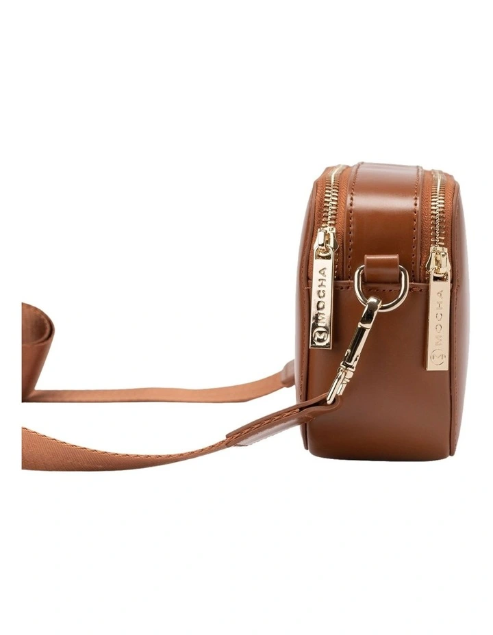 Mocha Alicia Glossy Leather Double Zip Bag In Brown 4 Mocha Alicia Glossy Leather Double Zip Bag In Brown - Image 2