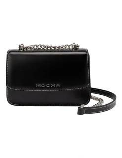 Mocha Alicia Glossy Leather Crossbody In Black