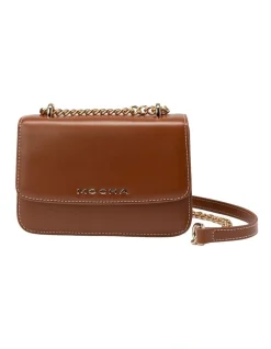 Mocha Alicia Glossy Leather Crossbody In Brown