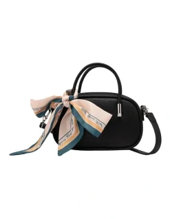 Mocha Laney Leather Mini Top Handle Bag In Black