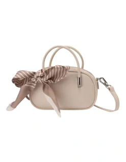 Mocha Laney Leather Mini Top Handle Bag In Cream