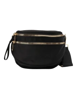 Mocha Eddy Saddle Crossbody Bag In Black