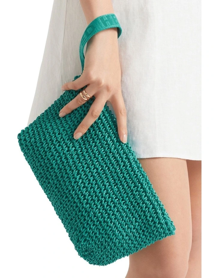 Seed Heritage Logo Straw Pouch In Green 4 Seed Heritage Logo Straw Pouch In Green - Image 2