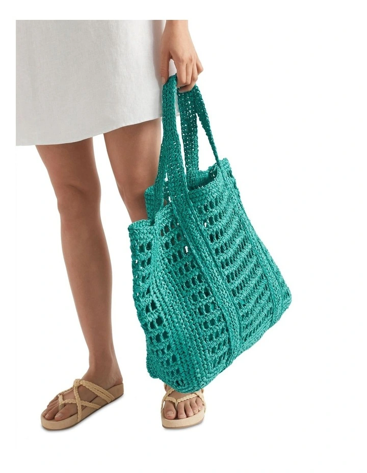 Seed Heritage Slouch Straw Tote In Green 4 Seed Heritage Slouch Straw Tote In Green - Image 2