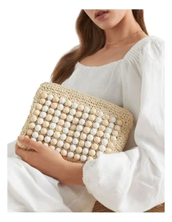 Seed Heritage Beaded Straw Clutch