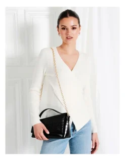 Tokito Shelby Croc Shoulder Bag In Black -Mocha shop 968078170 4 1 720x928