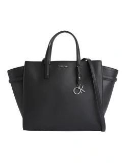 Calvin Klein Faux Leather Tote Bag In Black