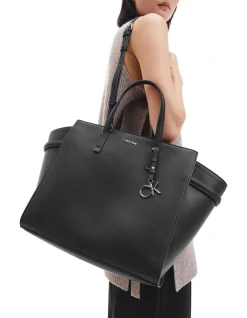 Calvin Klein Faux Leather Tote Bag In Black -Mocha shop 974187370 4 720x928