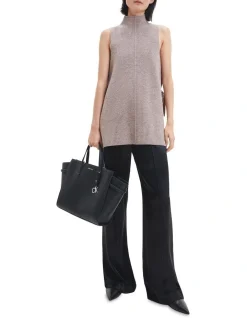 Calvin Klein Faux Leather Tote Bag In Black -Mocha shop 974187370 5 720x928