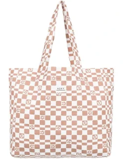 Roxy Anti Bad Vibes Printed Large Tote Bag In Brown Multi