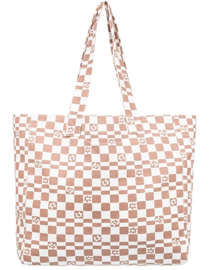 Roxy Anti Bad Vibes Printed Large Tote Bag In Brown Multi 4 Roxy Anti Bad Vibes Printed Large Tote Bag In Brown Multi - Image 2