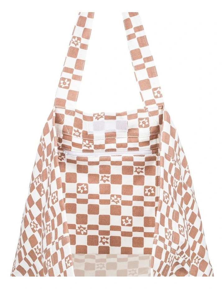 Roxy Anti Bad Vibes Printed Large Tote Bag In Brown Multi 6 Roxy Anti Bad Vibes Printed Large Tote Bag In Brown Multi - Image 4