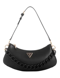 Guess Corina Zip Top Shoulder Bag In Black