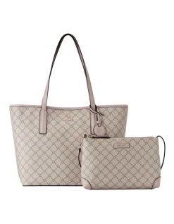 Nine West Delaine Mushroom Logo Tote Bag In Beige