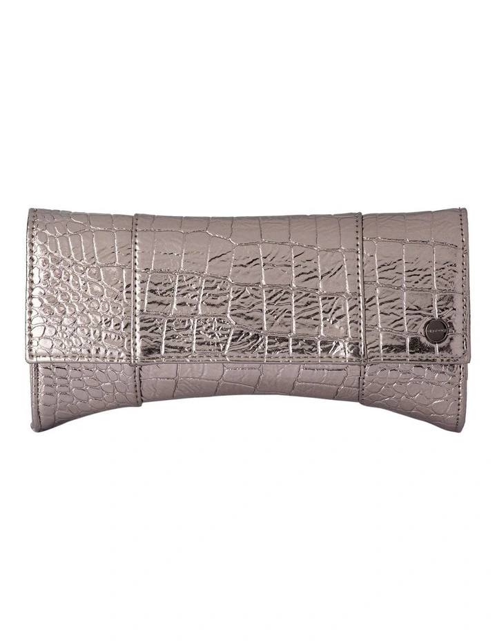 Olga Berg Tash Clutch Bag In Gunmetal 3 Olga Berg Tash Clutch Bag In Gunmetal