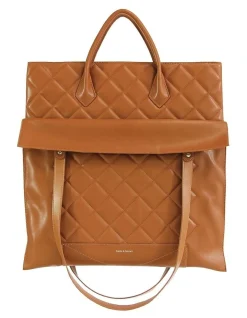 Belle & Bloom Lost Lovers Quilted Leather Tote In Camel