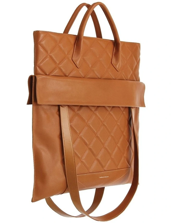 Belle & Bloom Lost Lovers Quilted Leather Tote In Camel 4 Belle & Bloom Lost Lovers Quilted Leather Tote In Camel - Image 2