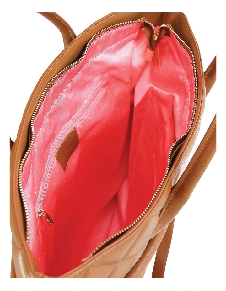 Belle & Bloom Lost Lovers Quilted Leather Tote In Camel 7 Belle & Bloom Lost Lovers Quilted Leather Tote In Camel - Image 5