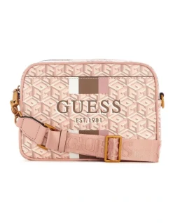 Guess Vikky Logo Crossbody Bag In Pink