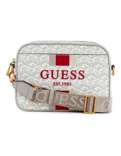 Guess Vikky Logo Crossbody Bag In Grey