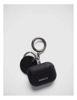 Mimco Mimpod Airpod Pro Keyring Case In Black Gunmetal