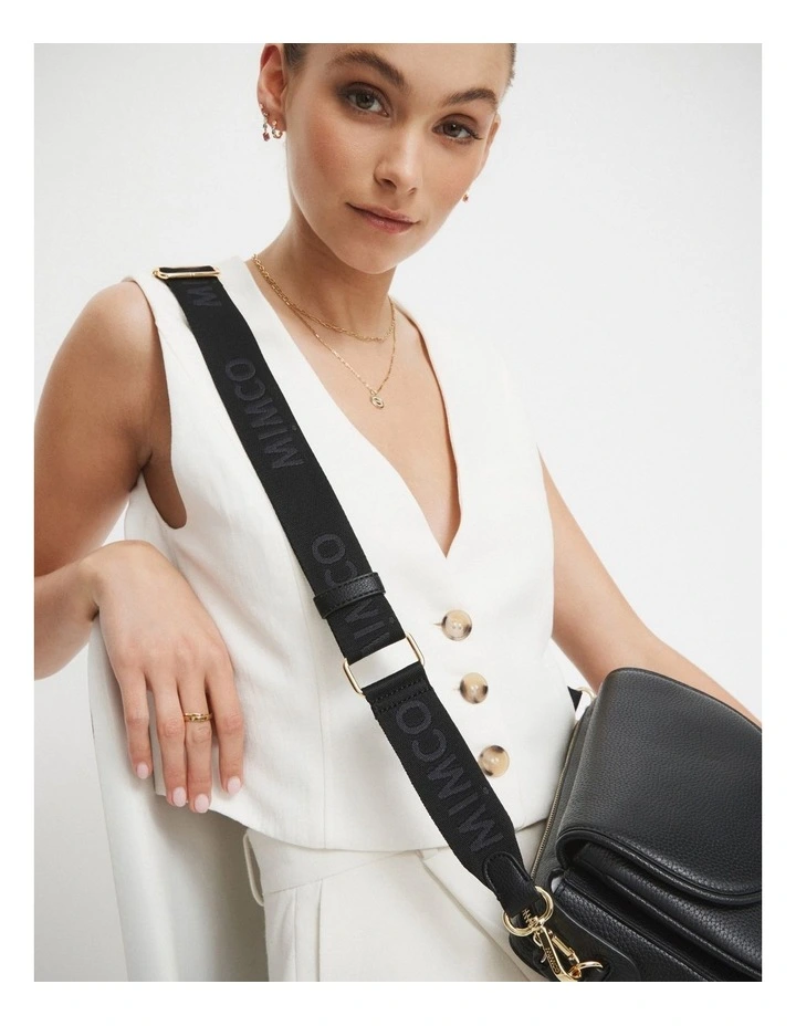 Mimco Webbing Bag Strap In Black Light Gold 4 Mimco Webbing Bag Strap In Black Light Gold - Image 2