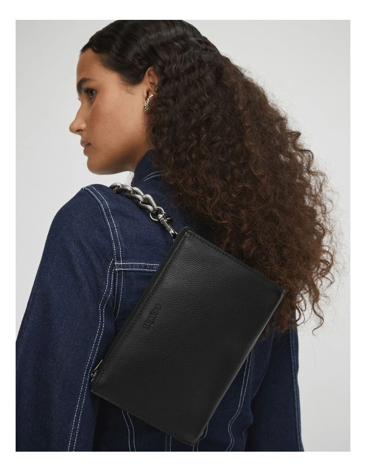 Mimco Classico Zip Medium Pouch In Black Gunmetal 4 Mimco Classico Zip Medium Pouch In Black Gunmetal - Image 2