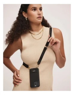 Mimco Tech Webbing Bag Strap In Black Light Gold -Mocha shop 982424170 2 720x928