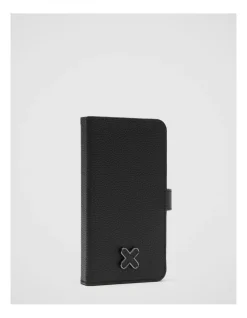 Mimco Hendrix Flip Case For Iphone 13-13 Pro In Black Gunmetal