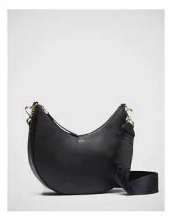 Mimco Classico Crescent Crossbody Bag In Black Light Gold