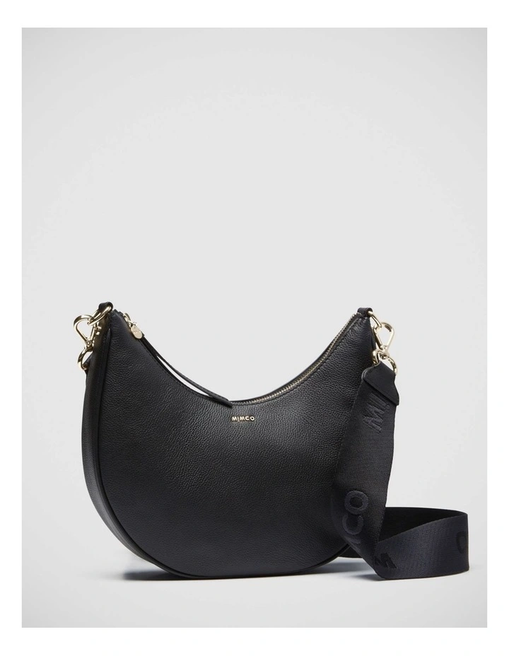 Mimco Classico Crescent Crossbody Bag In Black Light Gold 3 Mimco Classico Crescent Crossbody Bag In Black Light Gold