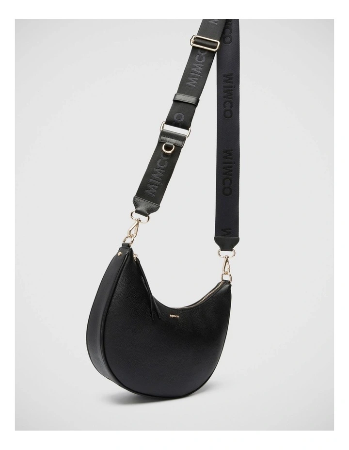 Mimco Classico Crescent Crossbody Bag In Black Light Gold 6 Mimco Classico Crescent Crossbody Bag In Black Light Gold - Image 4