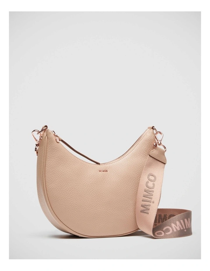Mimco Classico Crescent Crossbody Bag In Almond 3 Mimco Classico Crescent Crossbody Bag In Almond