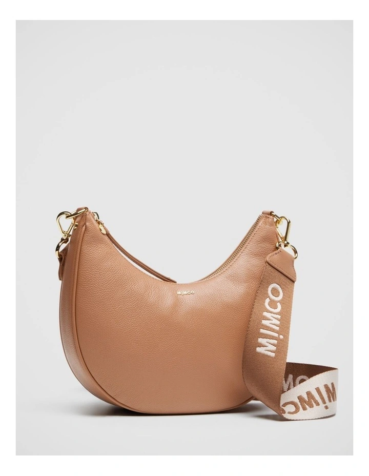 Mimco Classico Crescent Crossbody Bag In Caramel 3 Mimco Classico Crescent Crossbody Bag In Caramel
