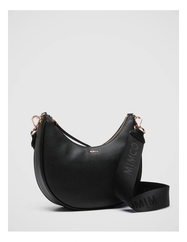 Mimco Classico Crescent Crossbody Bag In Black Rose Gold 3 Mimco Classico Crescent Crossbody Bag In Black Rose Gold