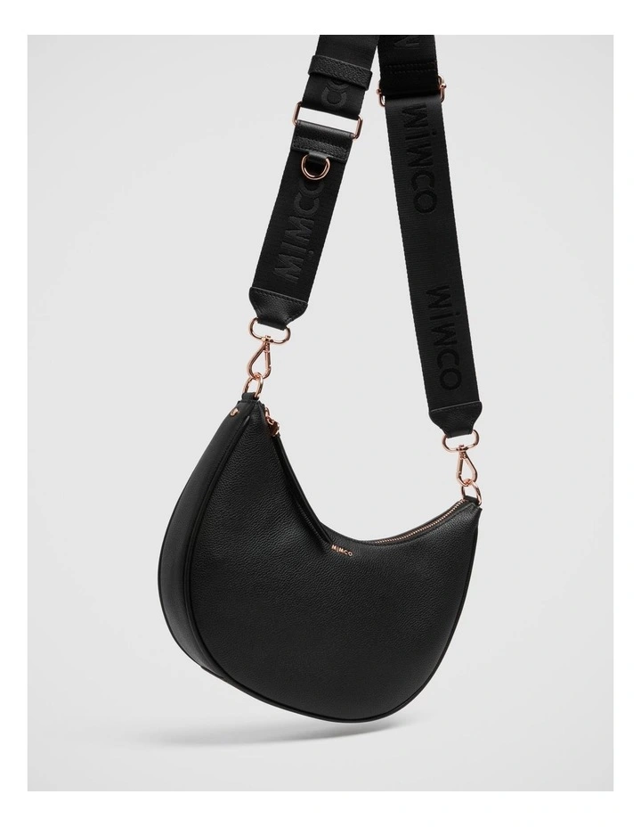 Mimco Classico Crescent Crossbody Bag In Black Rose Gold 5 Mimco Classico Crescent Crossbody Bag In Black Rose Gold - Image 3