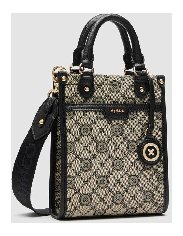 Mimco Mim-gram Mini Tote Bag In Black Light Gold 3 Mimco Mim-gram Mini Tote Bag In Black Light Gold