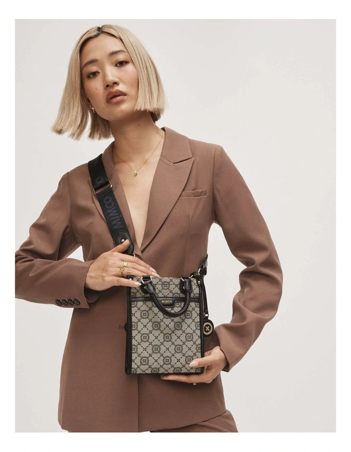 Mimco Mim-gram Mini Tote Bag In Black Light Gold 4 Mimco Mim-gram Mini Tote Bag In Black Light Gold - Image 2