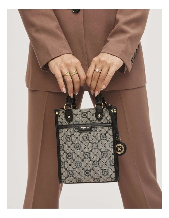 Mimco Mim-gram Mini Tote Bag In Black Light Gold 6 Mimco Mim-gram Mini Tote Bag In Black Light Gold - Image 4
