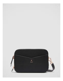 Mimco D-vine Camera Crossbody Bag In Black Rose Gold
