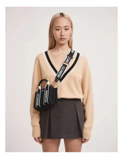 Mimco Stevie Micro Tote Crossbody Bag In Black White -Mocha shop 982444600 2 720x928