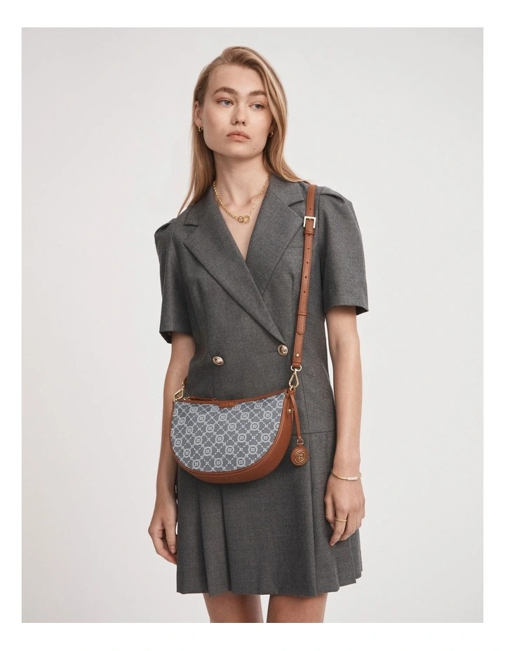 Mimco Mim-gram Crescent Crossbody Bag In Denim 4 Mimco Mim-gram Crescent Crossbody Bag In Denim - Image 2