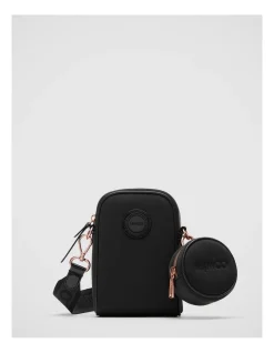 Mimco Serenity Phone Crossbody Bag In Black Rose Gold