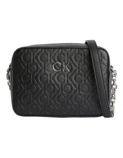 Calvin Klein Recycled Logo Crossbody Bag In Black