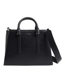 Calvin Klein Recycled Saffiano Tote Bag In Black