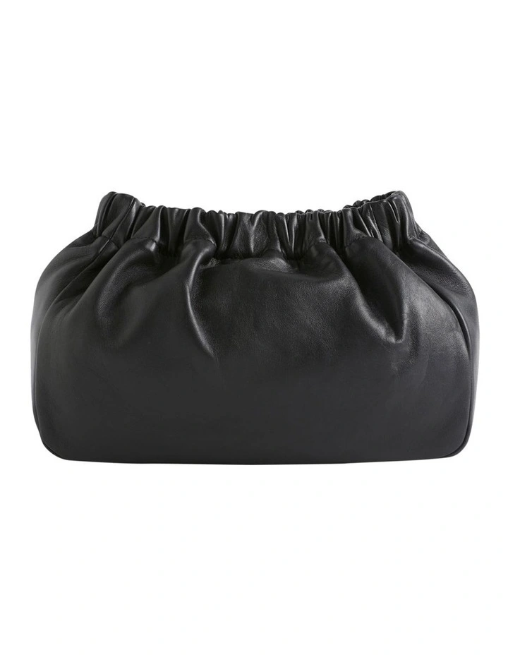 Seed Heritage Rouched Leather Clutch In Black 3 Seed Heritage Rouched Leather Clutch In Black