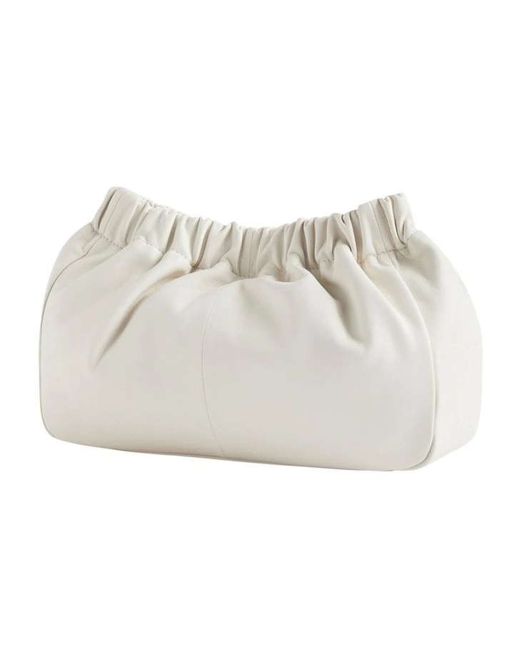 Seed Heritage Rouched Leather Clutch In Cream 5 Seed Heritage Rouched Leather Clutch In Cream - Image 3