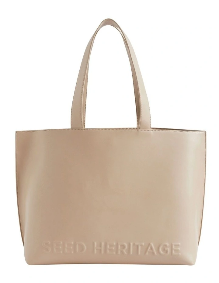 Seed Heritage Logo Detail Tote In Brown 3 Seed Heritage Logo Detail Tote In Brown