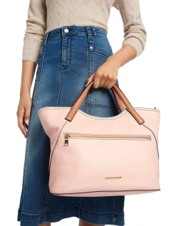 David Lawrence Novara Leather Tote Bag In Pink -Mocha shop 984828430 2 720x928