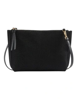 Seed Heritage Knitted Crossbody Bag In Black